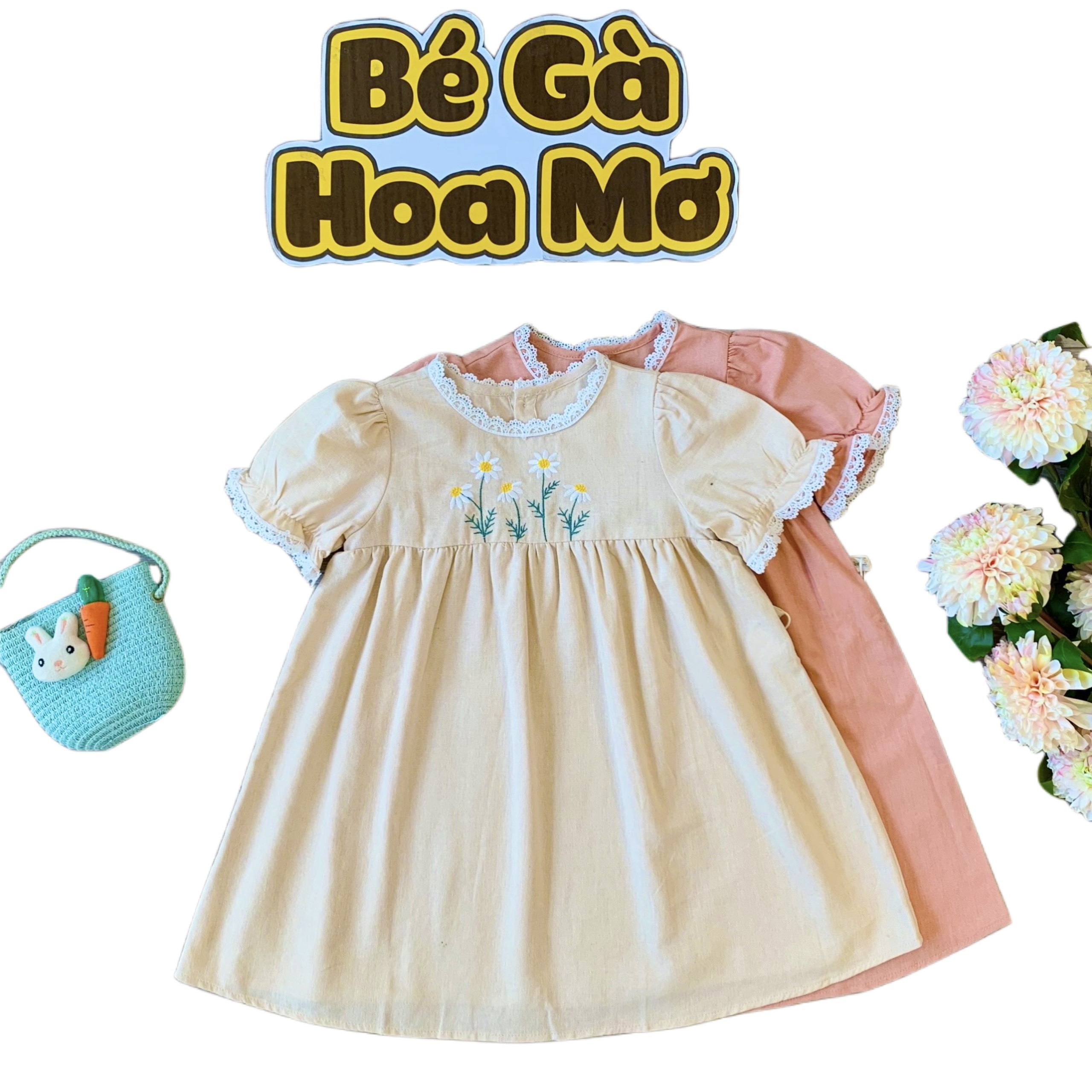 Váy thô thêu hoa nhí dài tay cổ tim LK  LOVEKIDSVN  Vietnamese Children  Clothing Brands