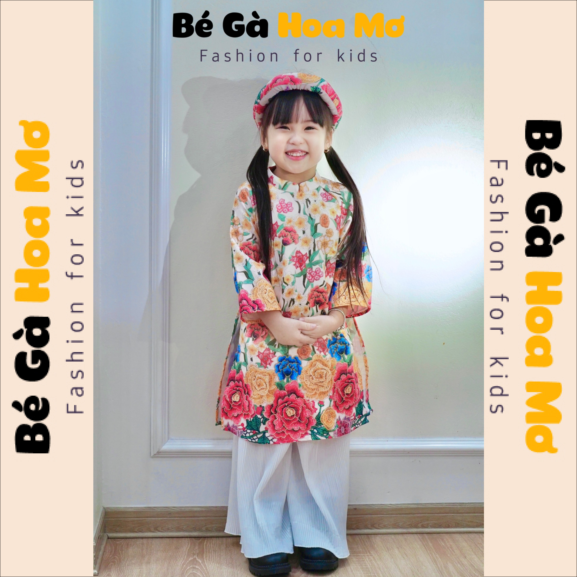 Bộ áo dài hoa văn kèm mấn