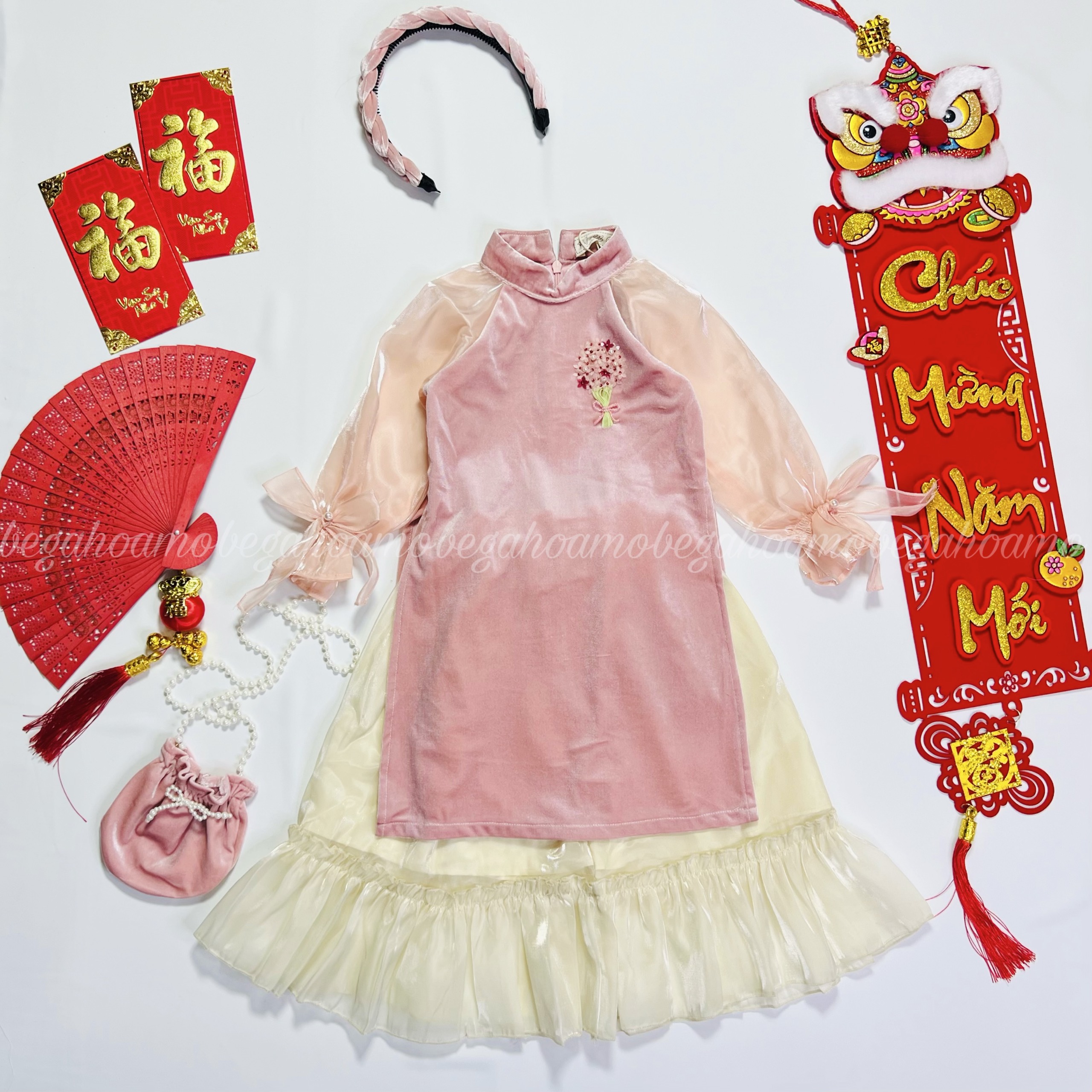 Áo dài nhung 4ct bồ công anh