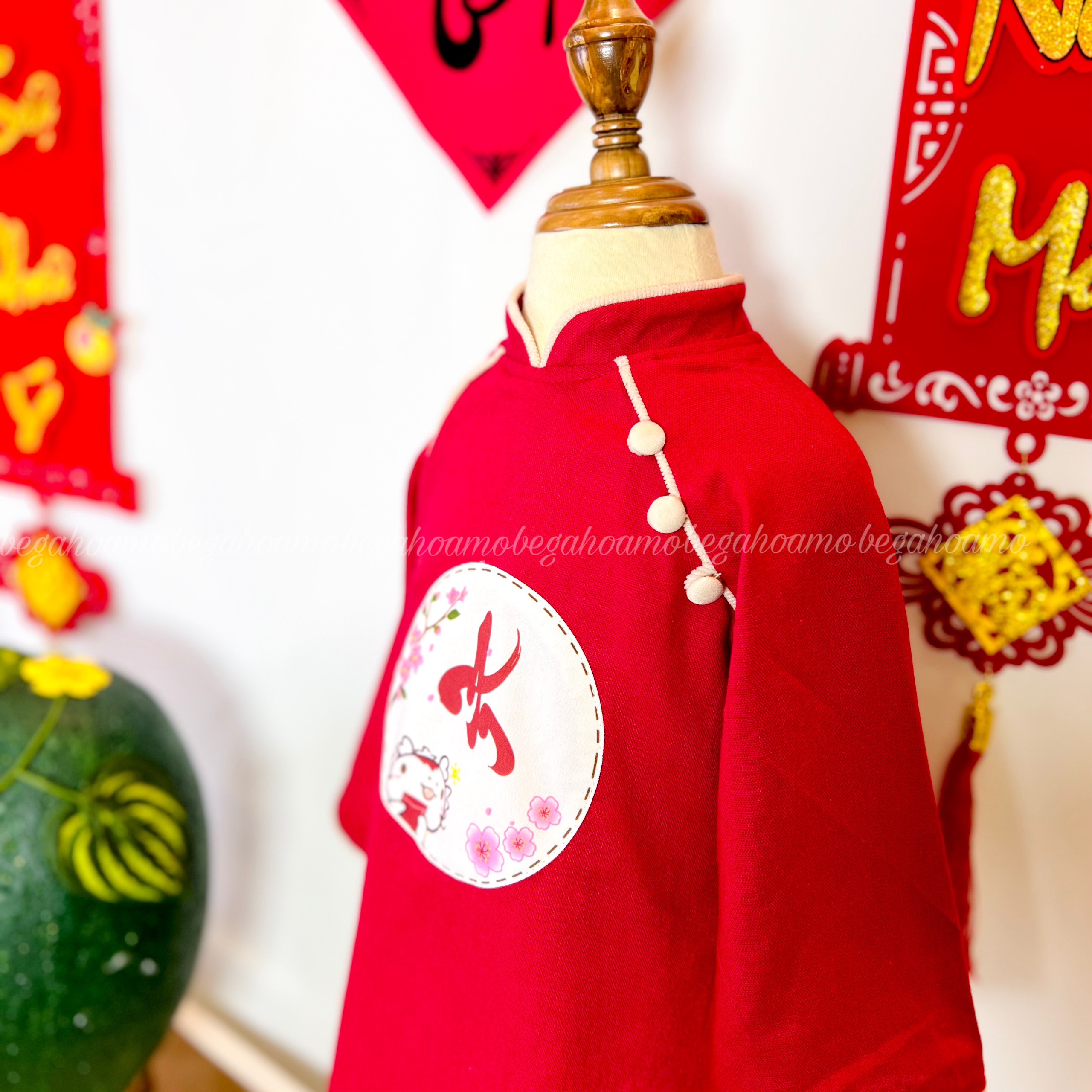 Bộ áo dài đỏ An