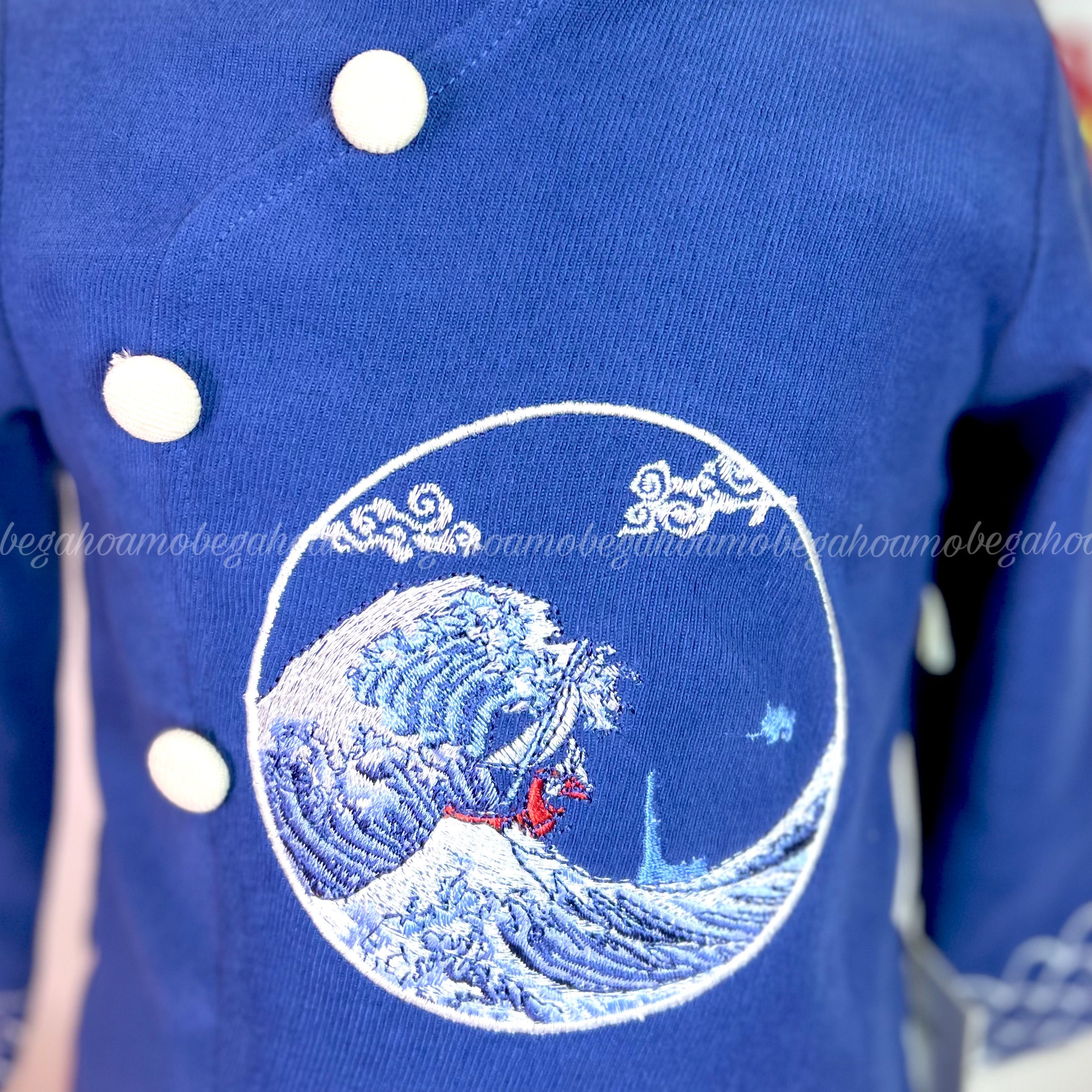 Áo dài nam nhung tăm thêu mây sóng kèm quần