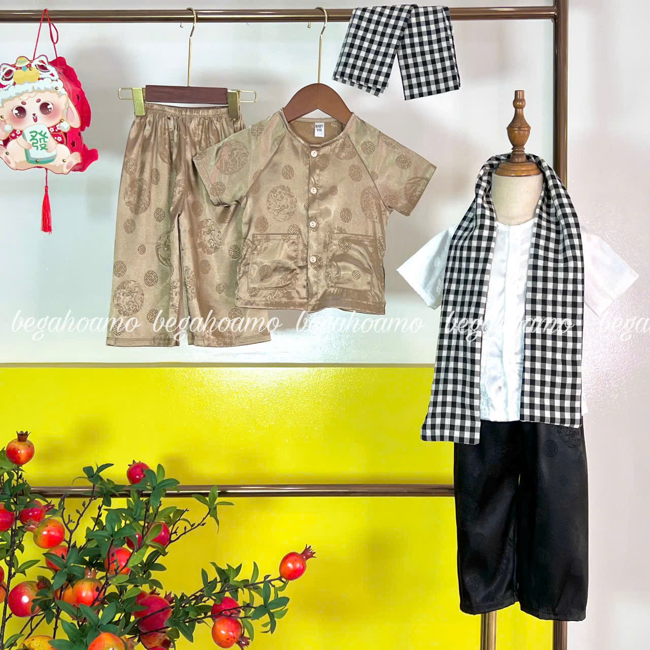 Set bà ba bé trai kèm khăn rằn