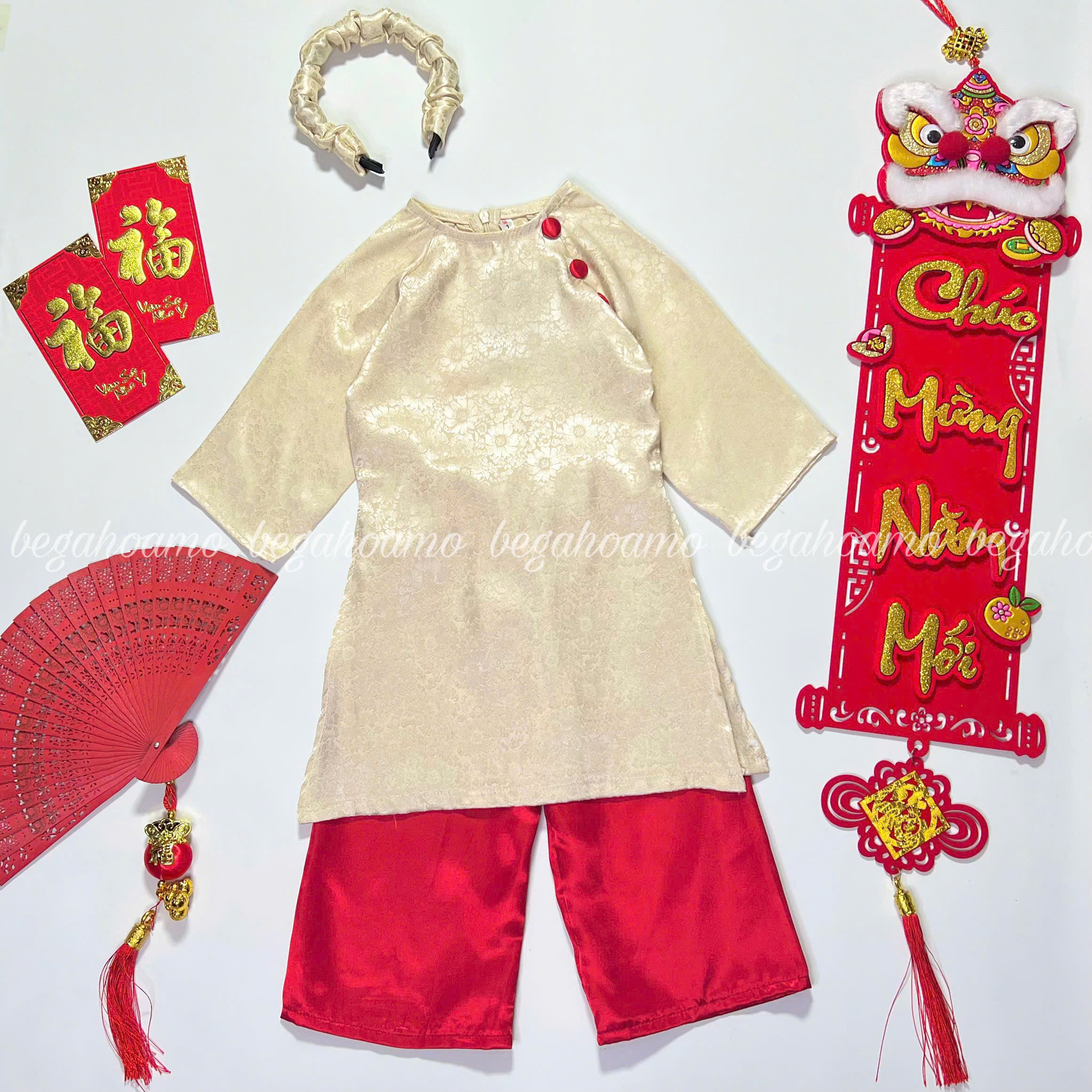 Áo dài lụa N&C kèm xước