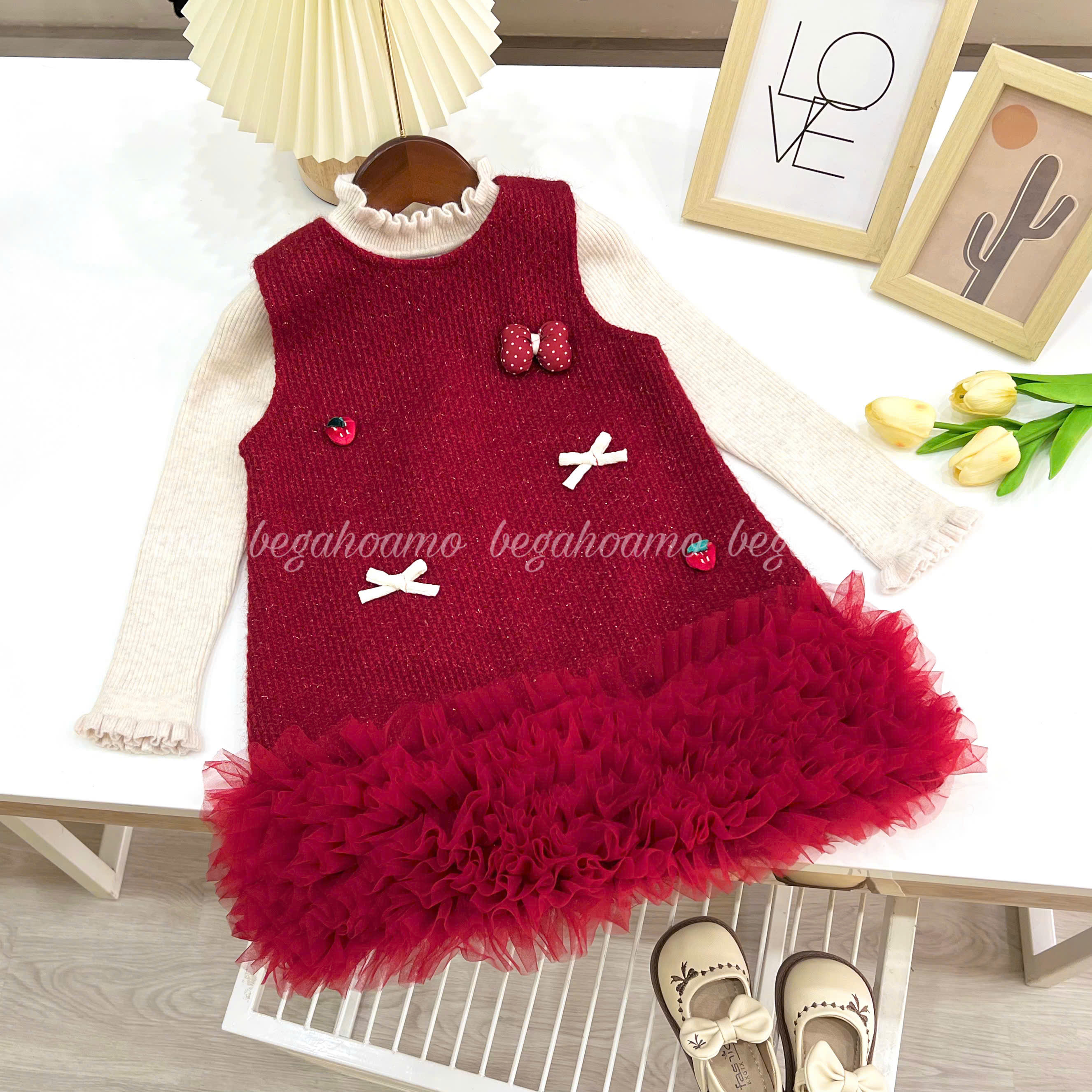 Set váy dạ đỏ cao cấp