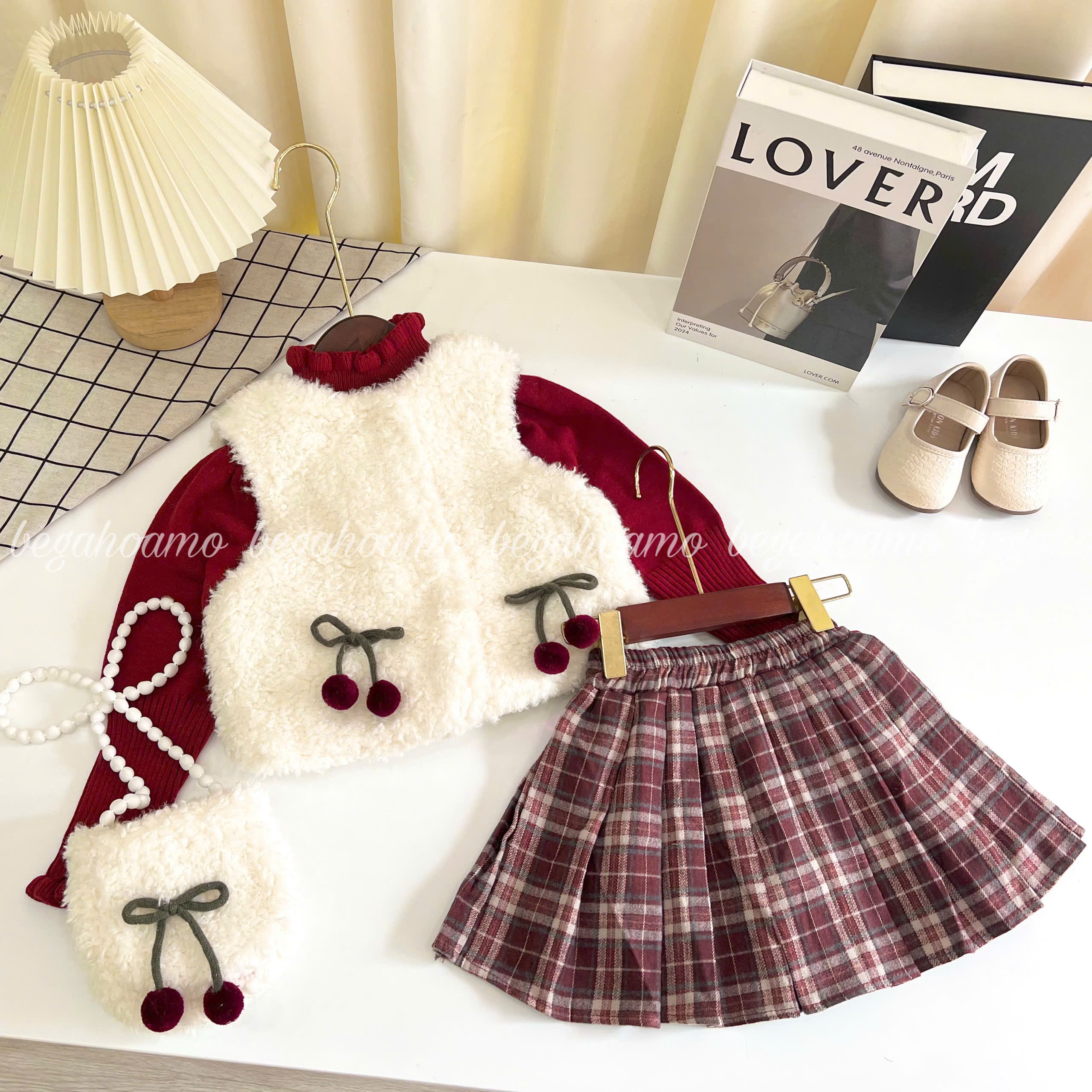 Set gile lông cừu + túi cherry 