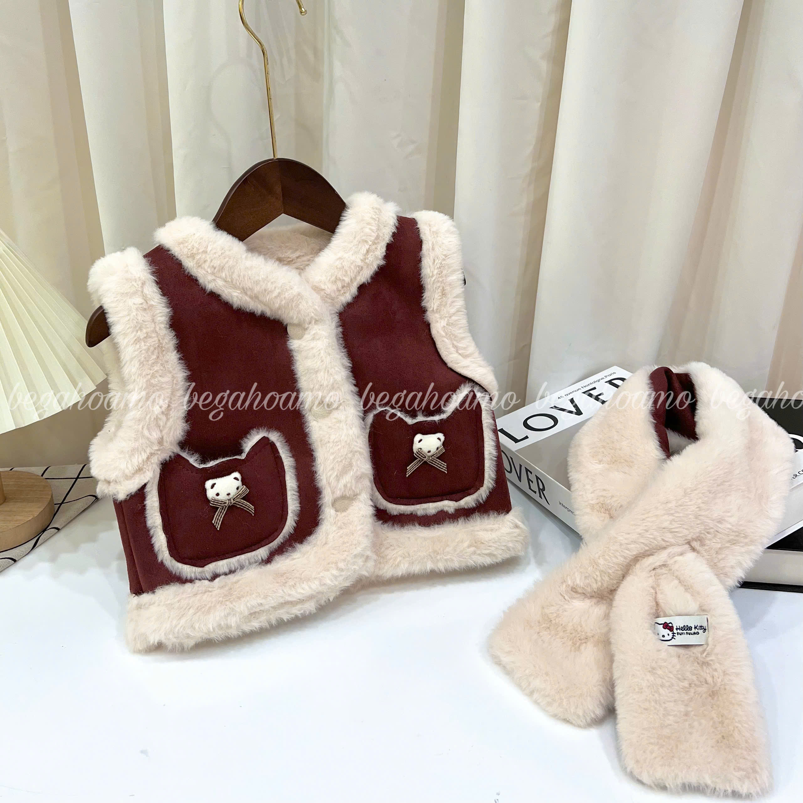 Gile da lộn đỏ kèm khăn 