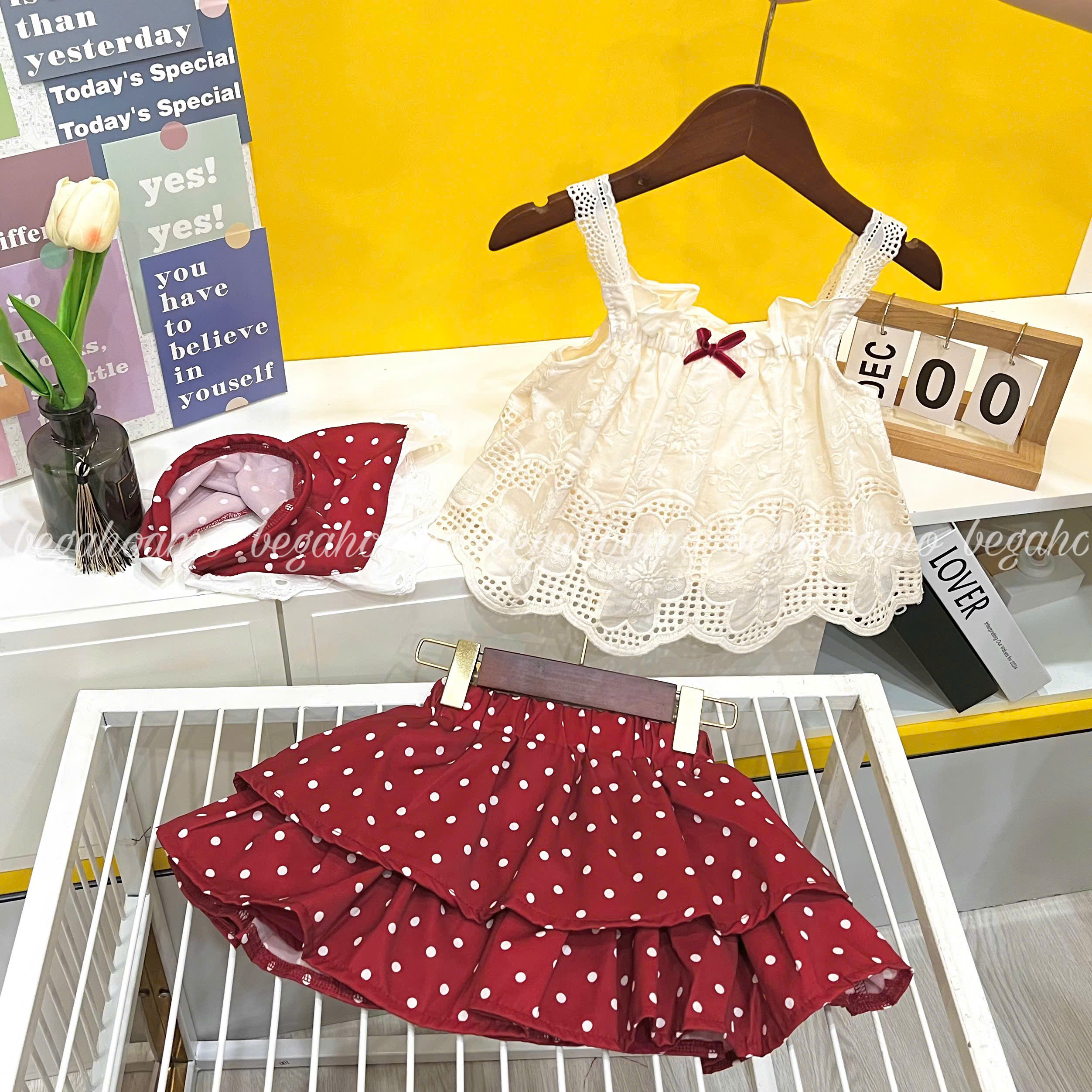 Set 3ct chấm pi đỏ 